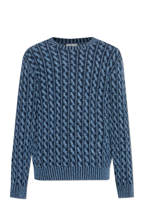 【送料&関税込】Etro Wool Sweater Navy blue Wool sweater with a crew neck Etro - Vitkac AS
